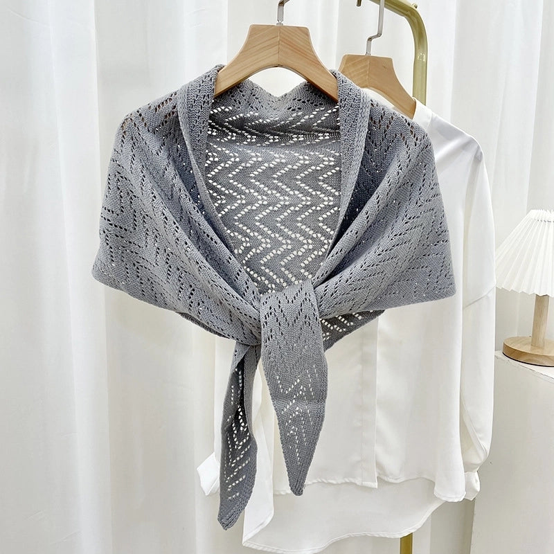Women's Sweet Solid Color Knit Hollow Out Shawls