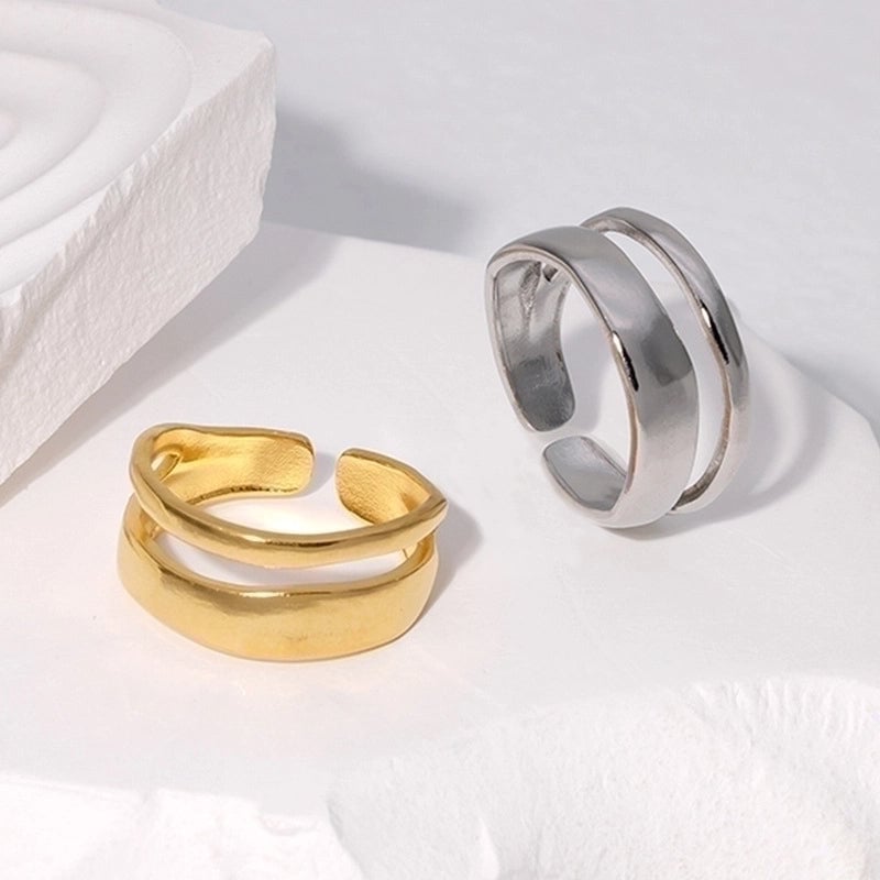 Minimalist Geometric Stainless Steel Hollow Out Open Ring 1 Piece