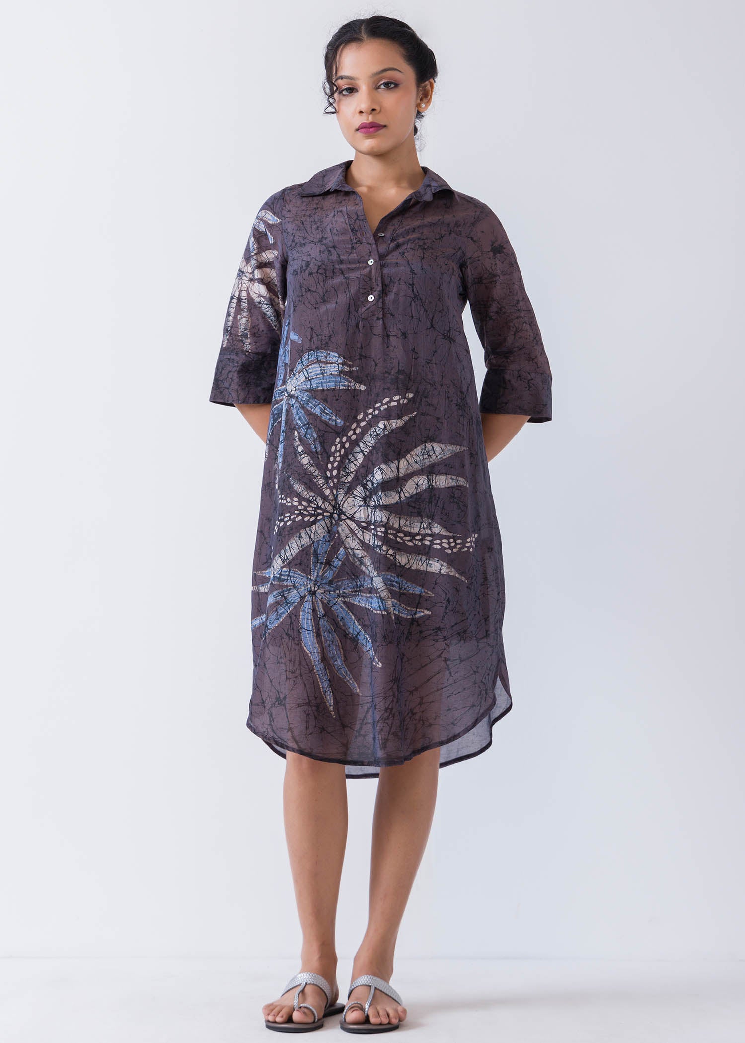 Tropical Hand Print Shirt dress