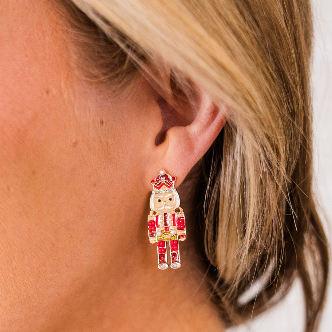 Sweet Nutcracker Earrings. Red