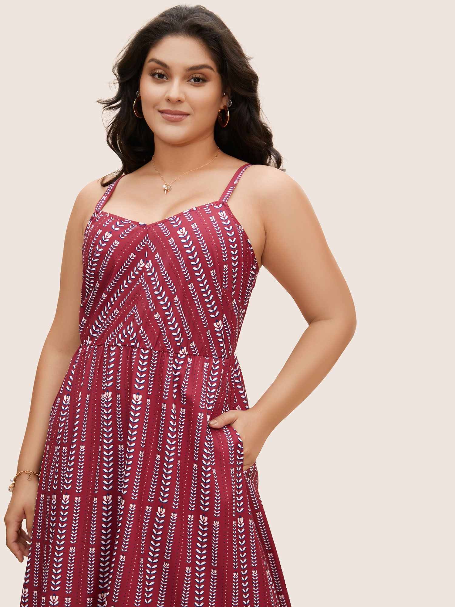 Bandana Striped Ruffle Hem Cami Dress