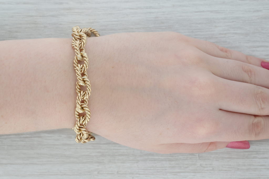 7.5 Rope Link Cable Chain Bracelet 14k Yellow Gold 11.5mm