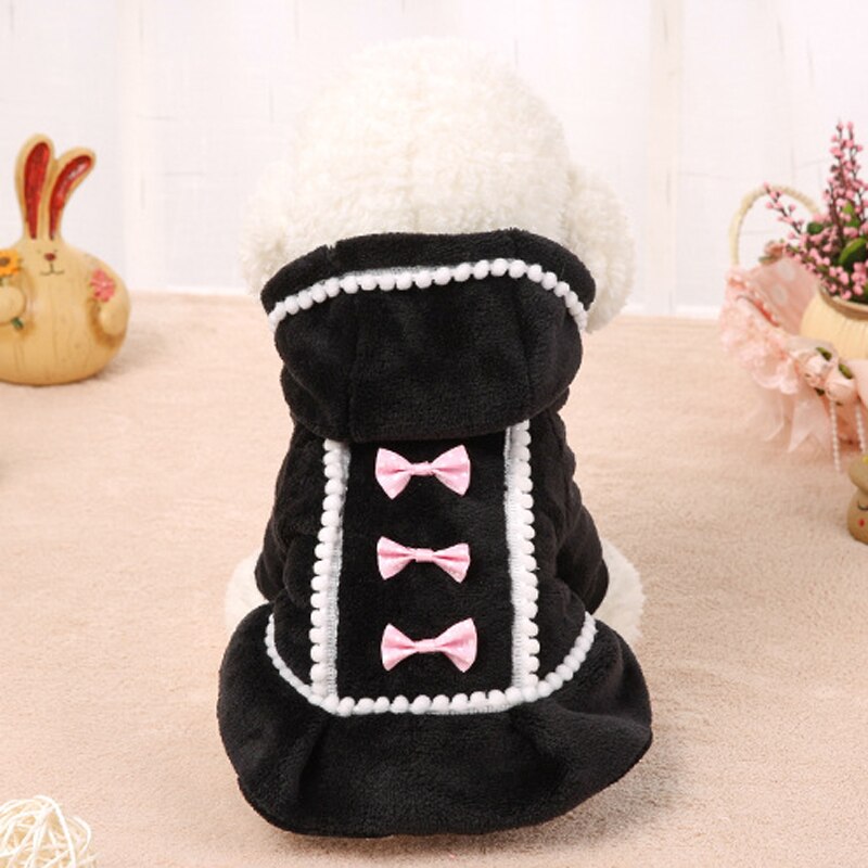 Fleece Bowknot Warm Dog Cat Coat