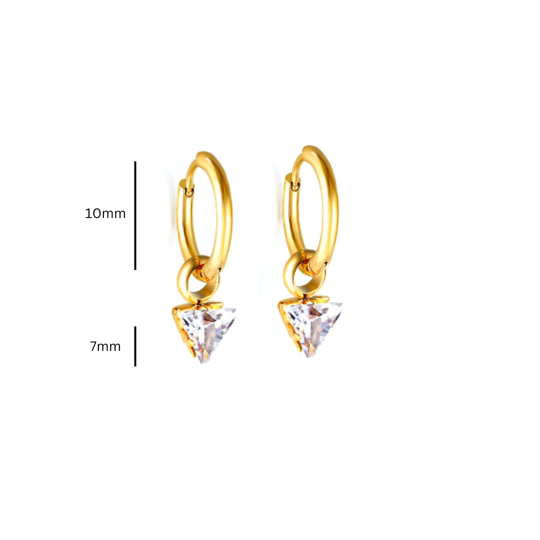 Triangle diamond charm hoops - Gold