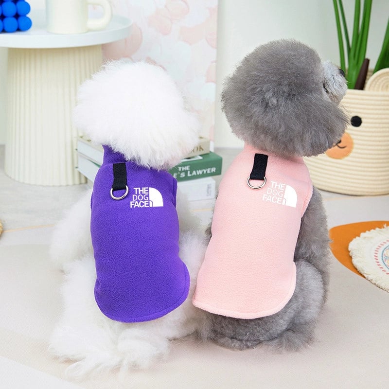 Autumn/winter Thickened Fleece Pet Clothing Trendy Dog Jacket Vest Ring Puller Thickened Dog Clothes Outerwear
