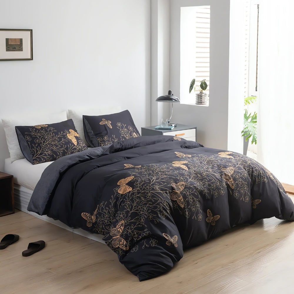 Midnight Butterfly Quilt Cover | 3pcs Set