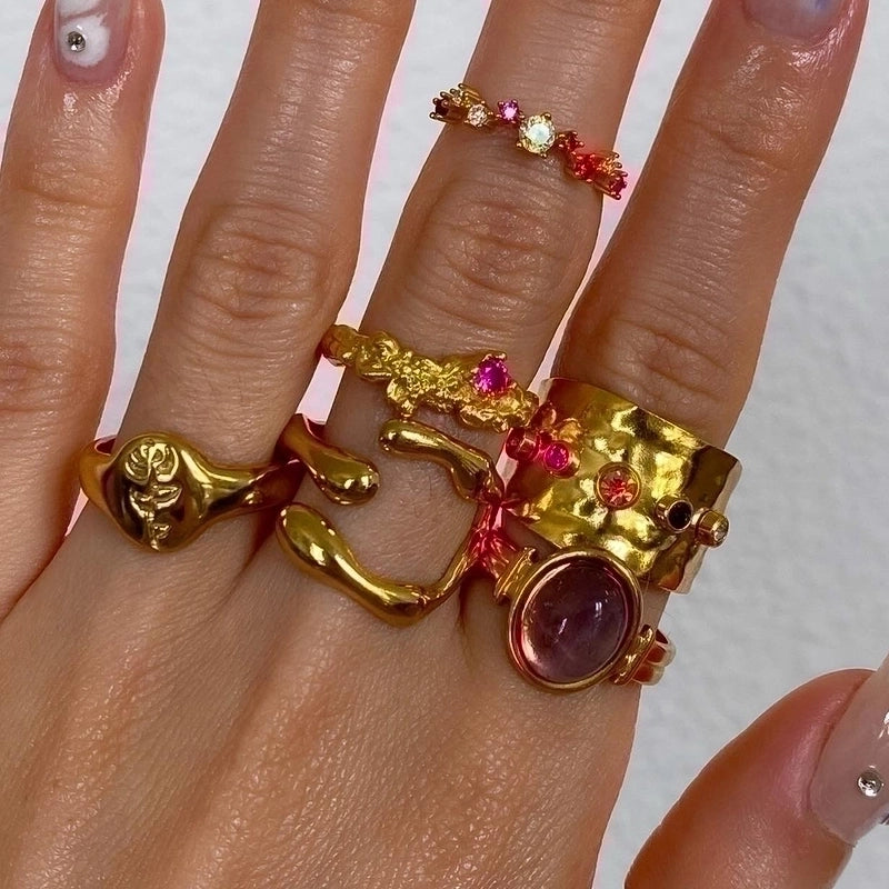 Fashion Geometric 304 Stainless Steel Plating Open Ring