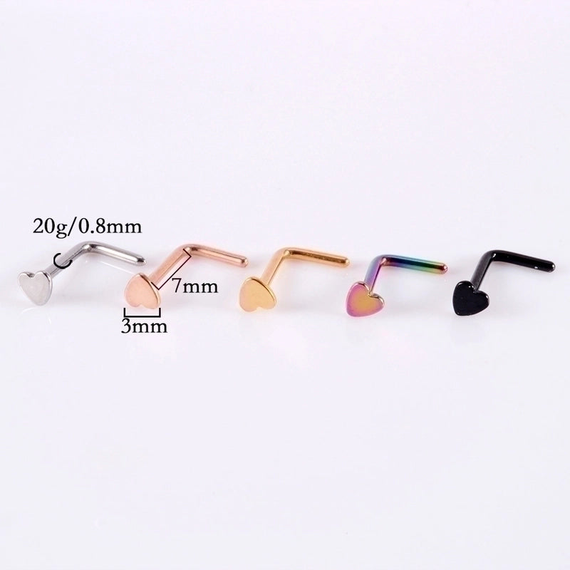 1 Piece Nose Rings & Studs Minimalist Heart Shape 304 Stainless Steel Plating 18K Gold Plated