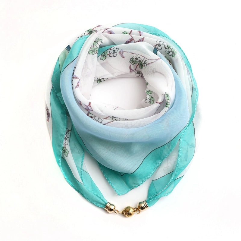 Women's Classic Style Splicing Polka Dots Flower Polyester Printing Silk Scarf