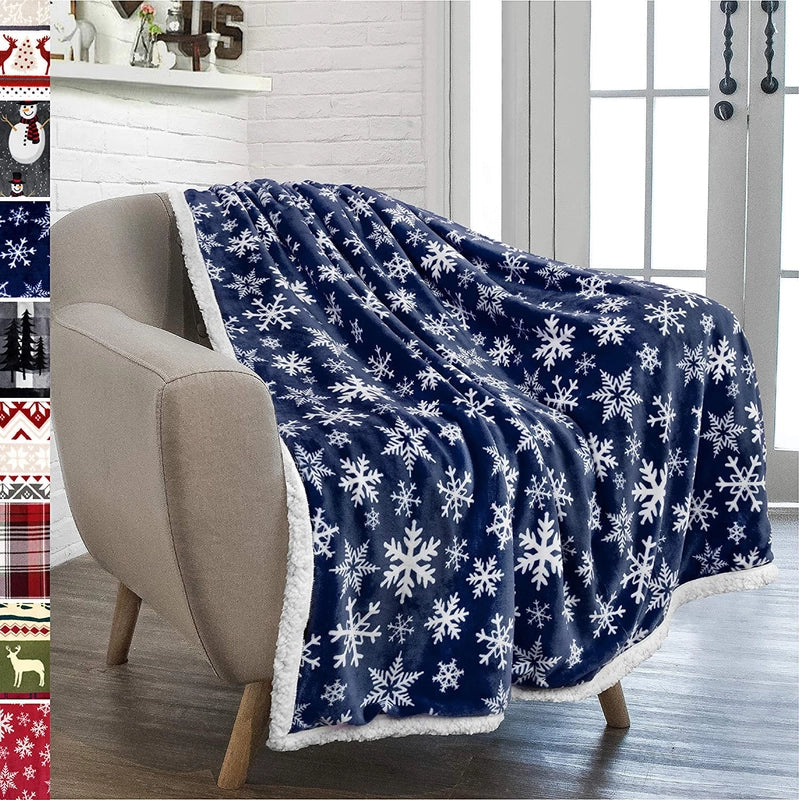 Christmas Elegant Glam Classical Snowflake Flannel Fabric Blanket Bedding
