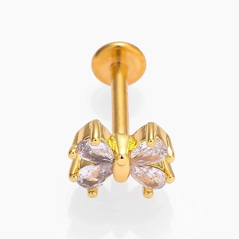 1 Piece Lip Rings Minimalist Commute Leaves Heart Shape Flower 316L Stainless Steel  Inlay Zircon 18K Gold Plated Ear Cartilage Rings & Studs