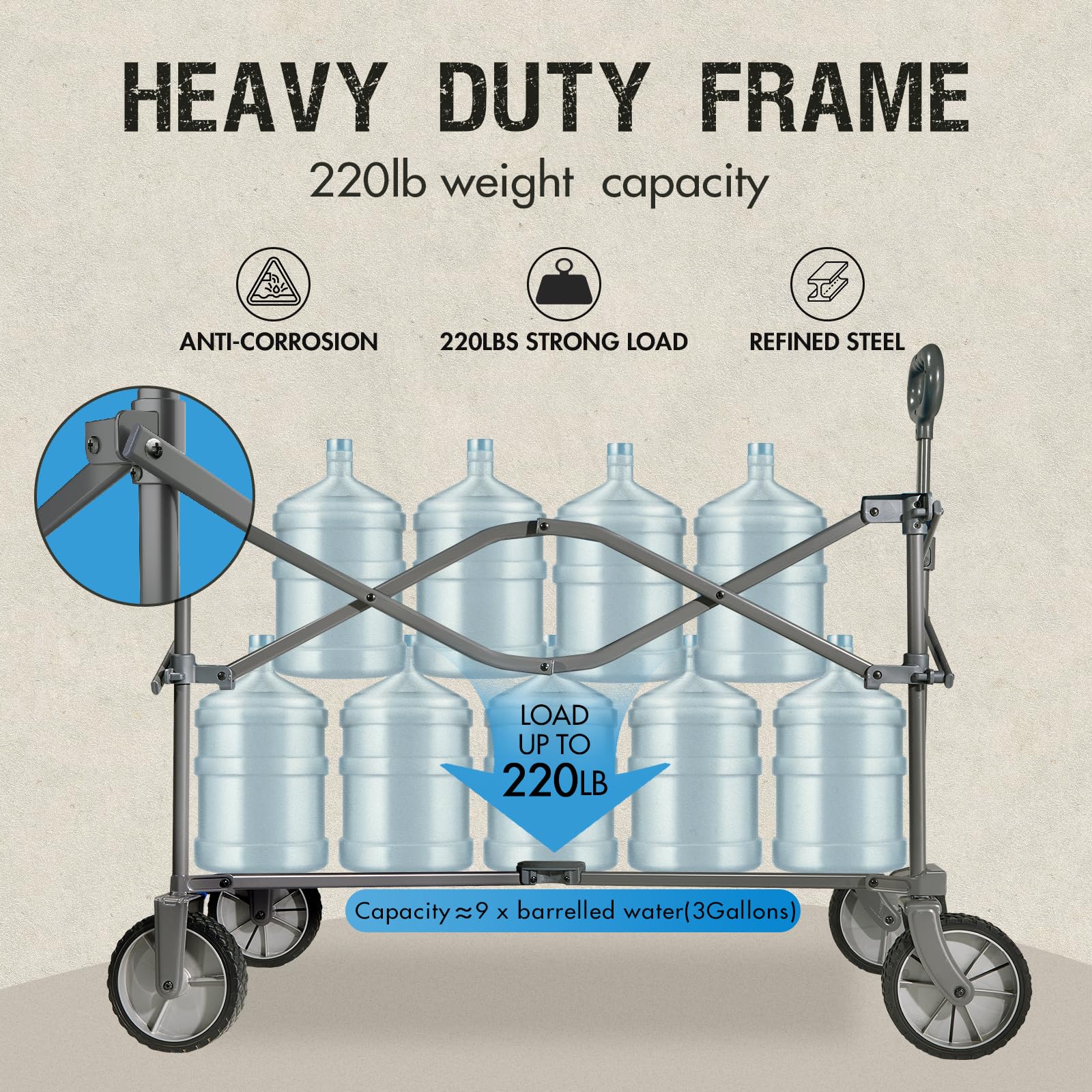 💥 Last Day Buy 2 Get 70% OFF💥PORTAL Folding Utility Wagon Collapsible Cart, 220lbs weight capacity