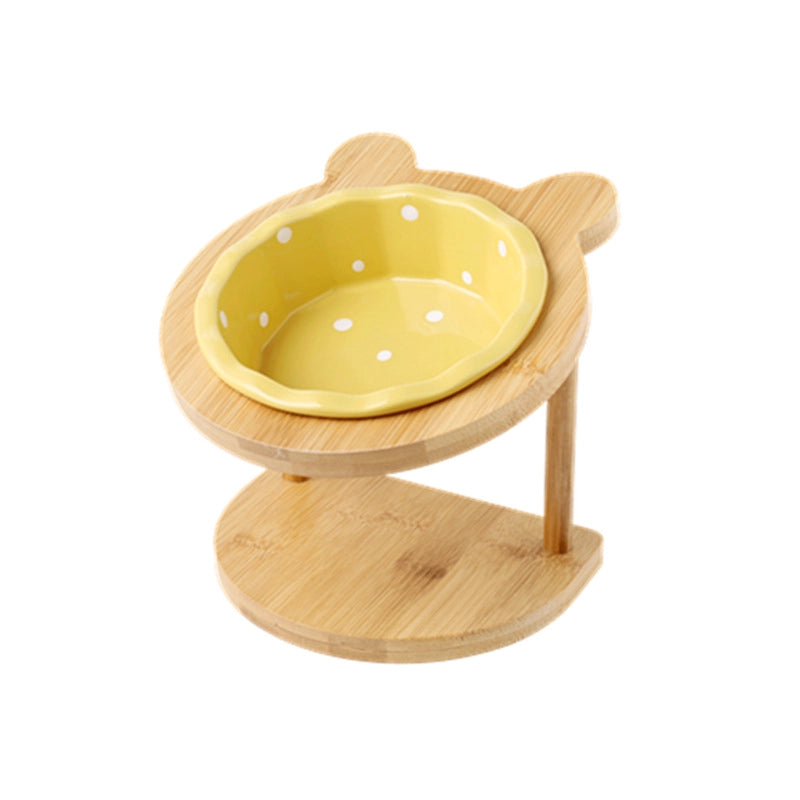 Ceramic Cat Bowl Stand Neck Protection Anti-black Chin Feeding Bowl Small Dog Teddy Inclined Cat Food Supplies