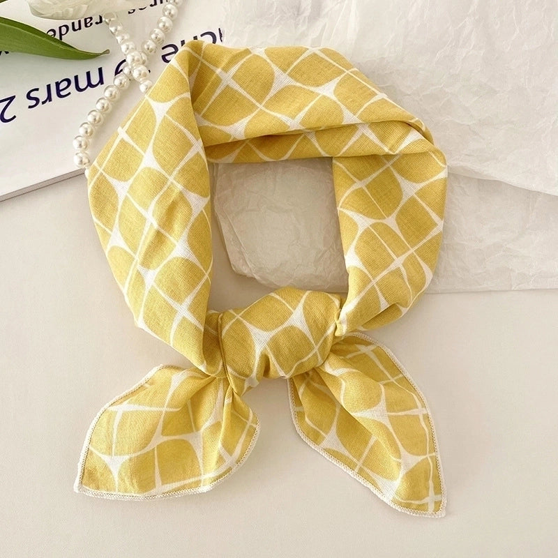 Women's Sweet Minimalist Color Block Cotton And Linen Printing Scarf