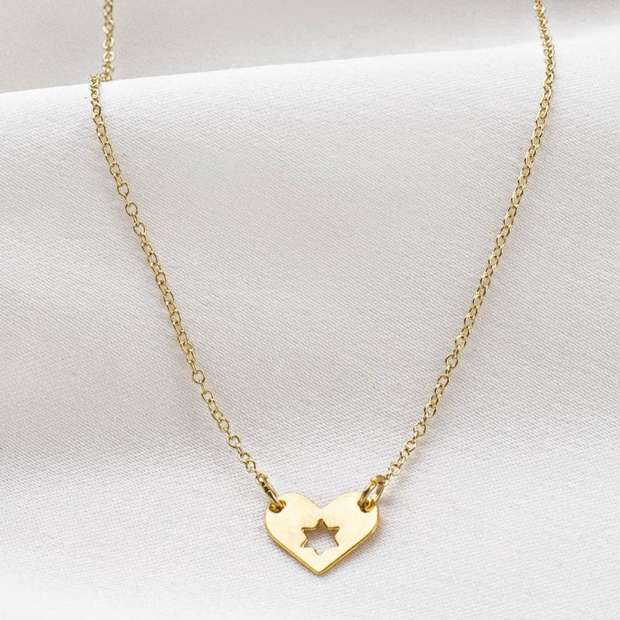 Gold Israel at Heart Necklace - 20% of Proceeds Donated