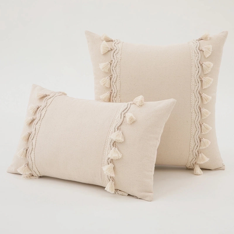Fashion Tassel Solid Color Cotton Pillow Cases