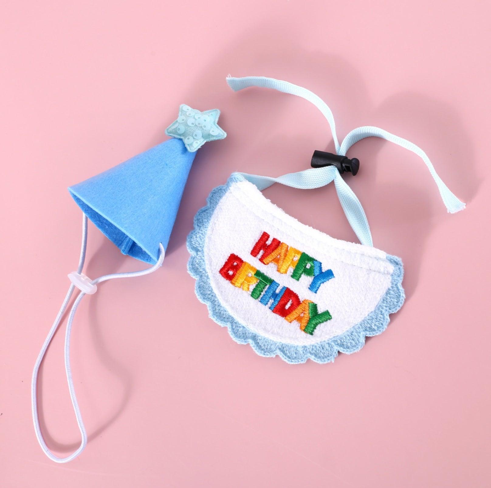 Pet Birthday Ensemble: Stylish Hat & Bib Accessory Set