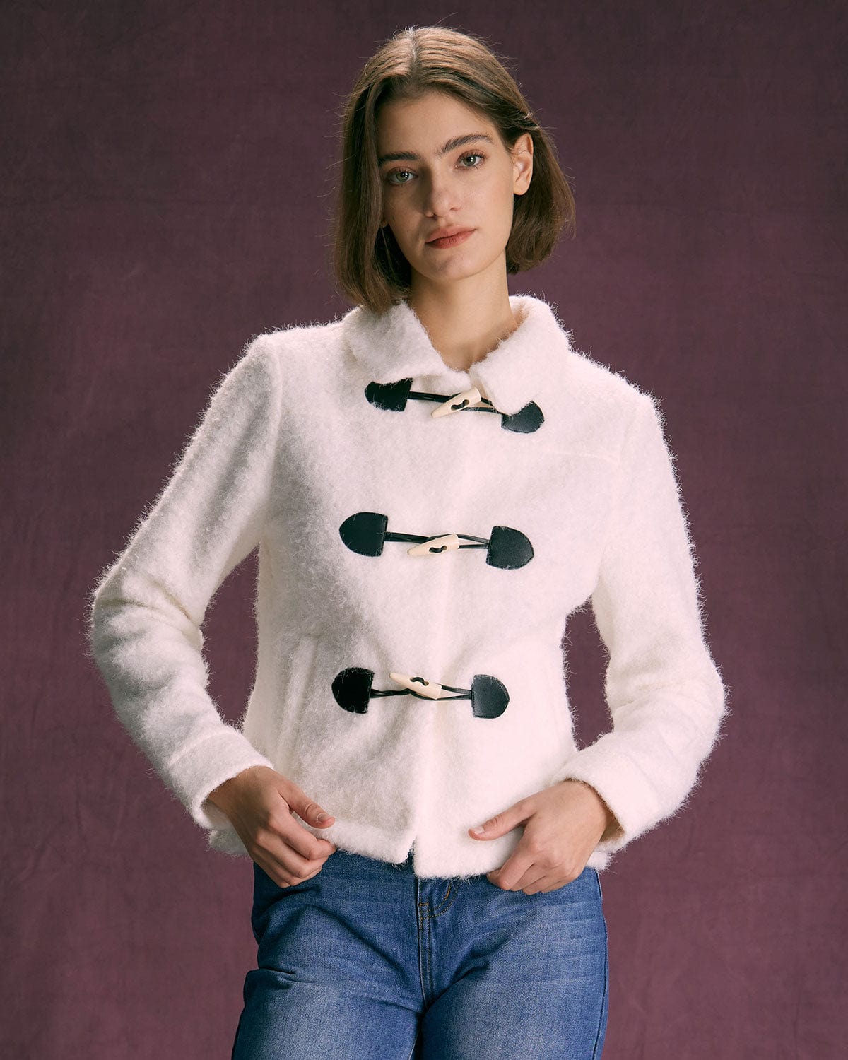 The White Horn Button Long Sleeve Jacket