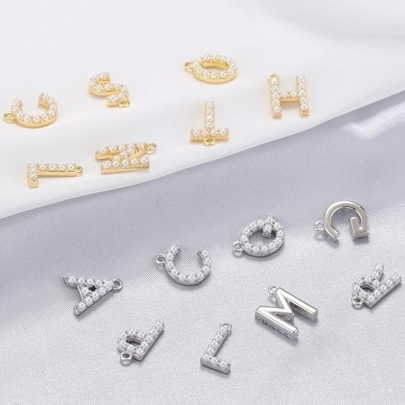 Casual Elegant Minimalist Letter Copper Plating Inlay Artificial Pearls 18k Gold Plated Charms