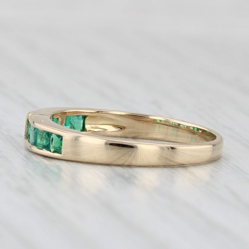 0.56ctw Emerald Stackable Ring 18k Yellow Gold Size 6.75 Wedding Band