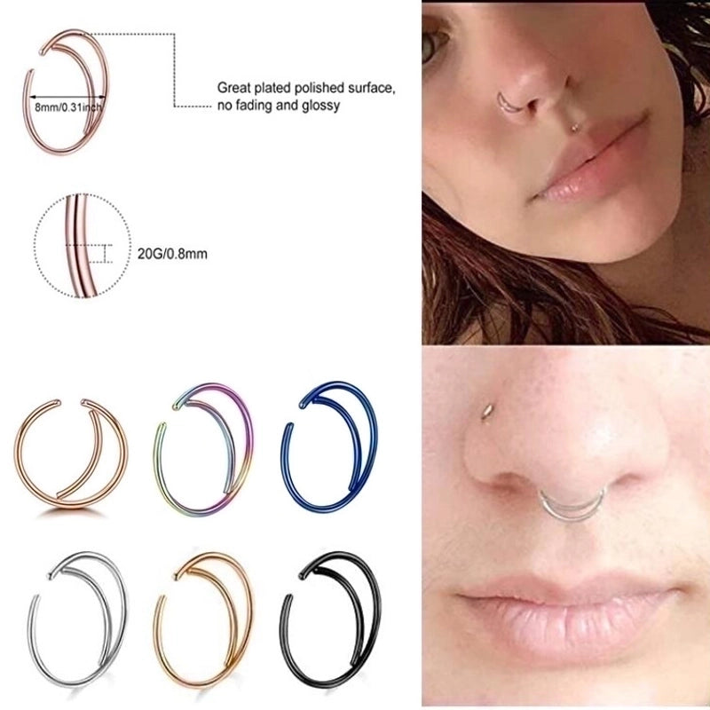 Minimalist Solid Color Stainless Steel Plating Nose Ring 1 Piece