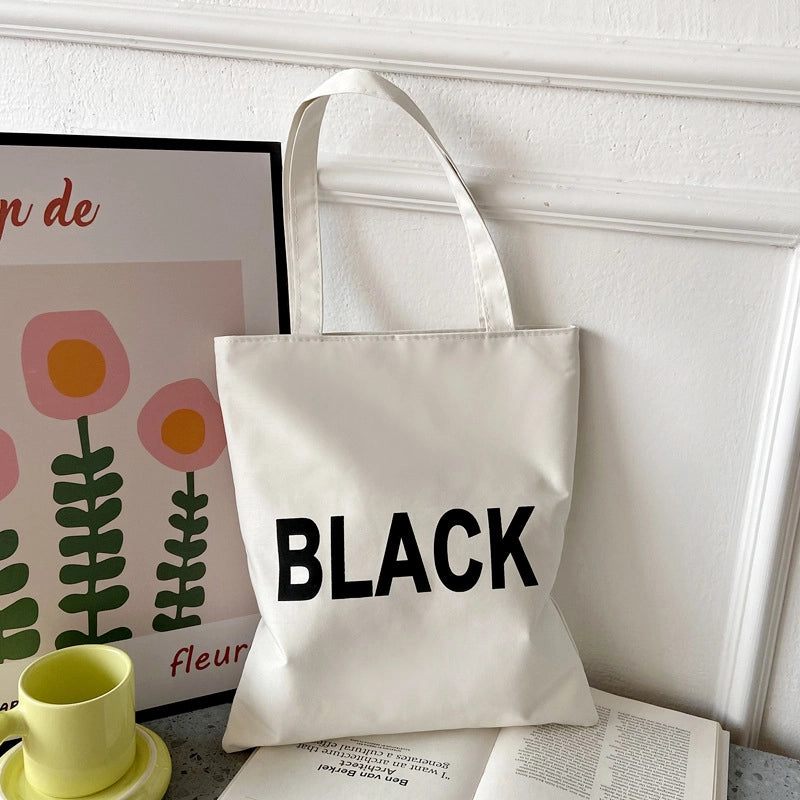 Women's Preppy Style Letter Oxford Cloth Shopping Bags