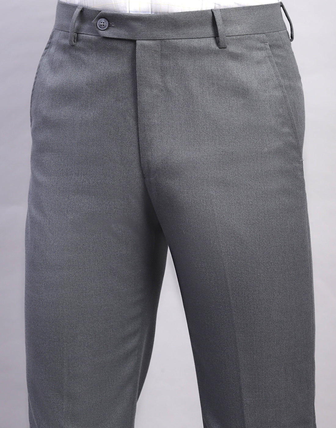 Men Grey Solid Smart Fit Trouser