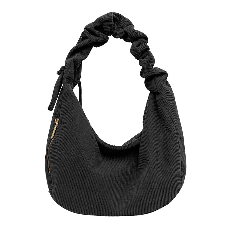 Women's Solid Color Streetwear Dumpling Shape Zipper Shoulder Bag Underarm Bag