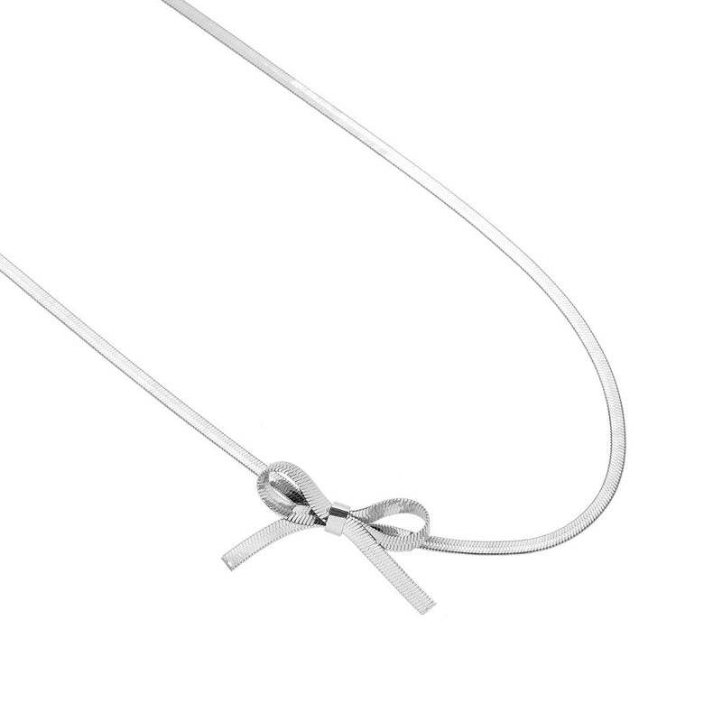 Vintage Style Minimalist Solid Color Bow Knot 304 Stainless Steel 18K Gold Plated Plating Stainless Steel Necklaces