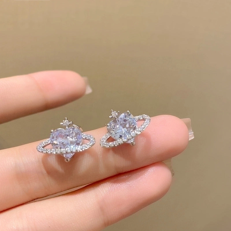 1 Pair Fashion Heart Shape Flower Bow Knot Inlay Copper Alloy Artificial Pearls Zircon Earrings