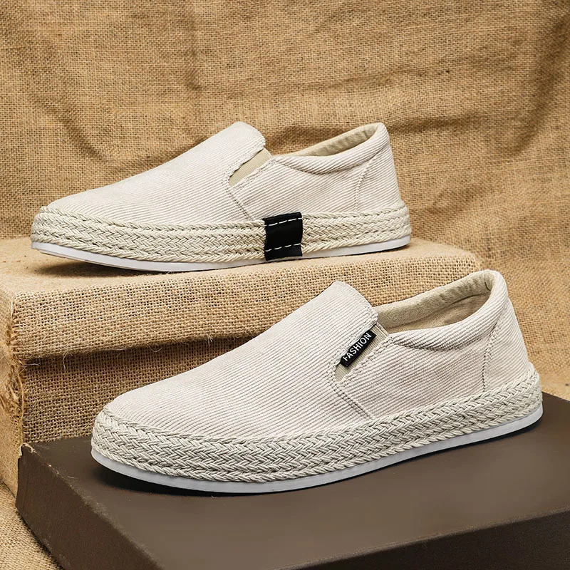 flats Man's Sneakers Canvas Flat Fisherman Linen Cloth Sneakers Shoes Male Summer Casual Shoes For Men Loafers Walking Shoes Male