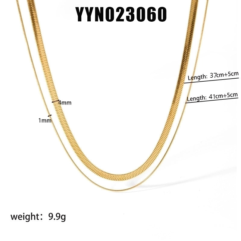 201 Stainless Steel 18K Gold Plated Modern Style Minimalist Streetwear Plating Solid Color Double Layer Necklaces