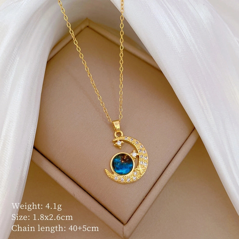 Fashion Geometric Titanium Steel Copper Plating Artificial Diamond Necklace