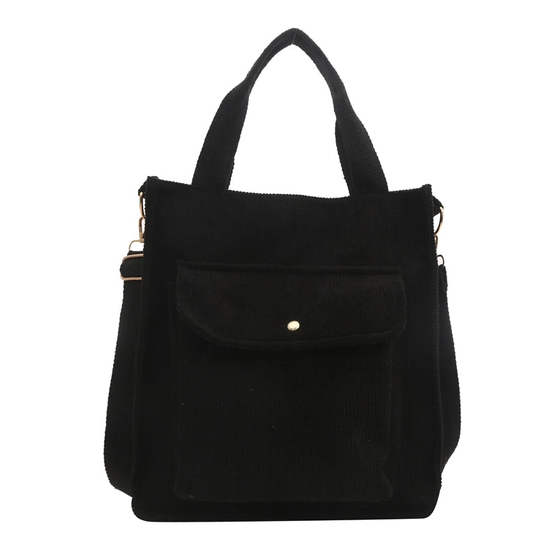 Women's Canvas Solid Color Preppy Style Zipper Handbag