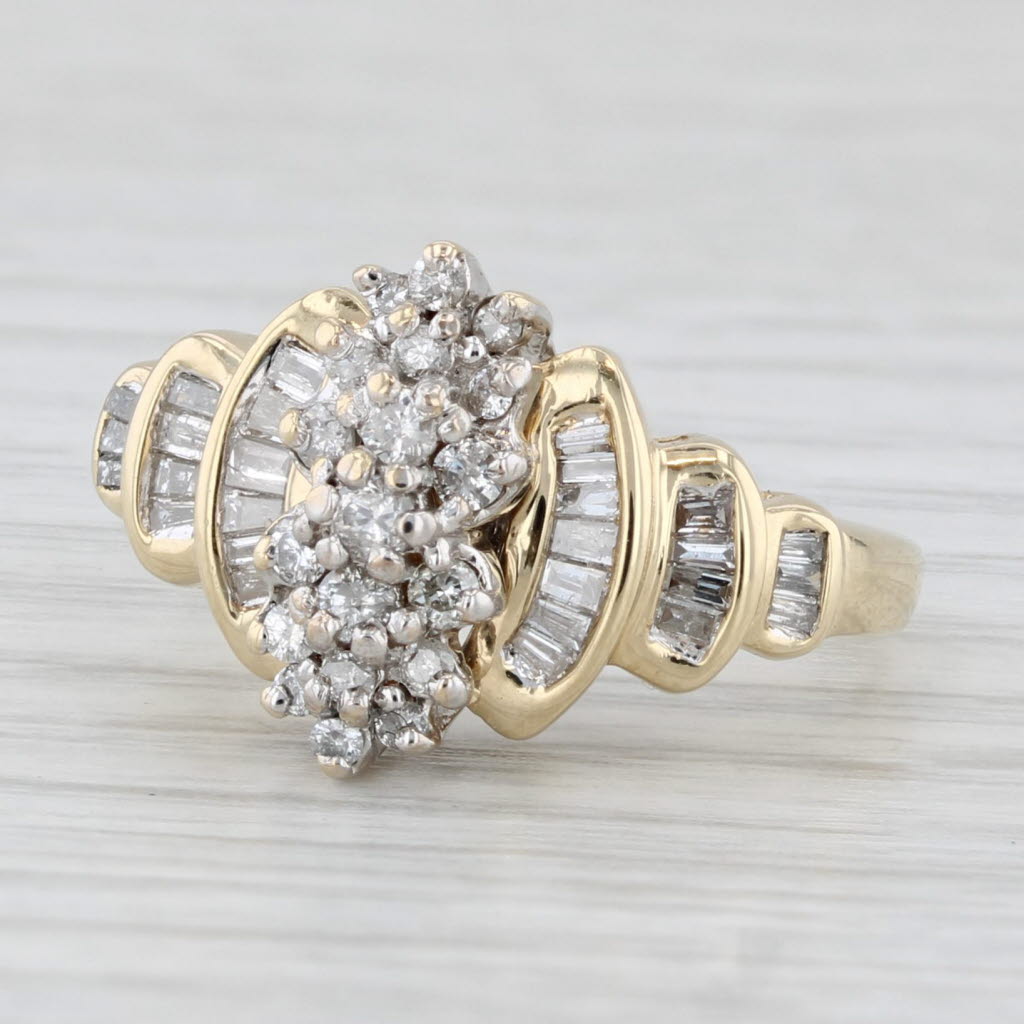 0.53ctw Diamond Cluster Ring 10k Yellow Gold Size 5