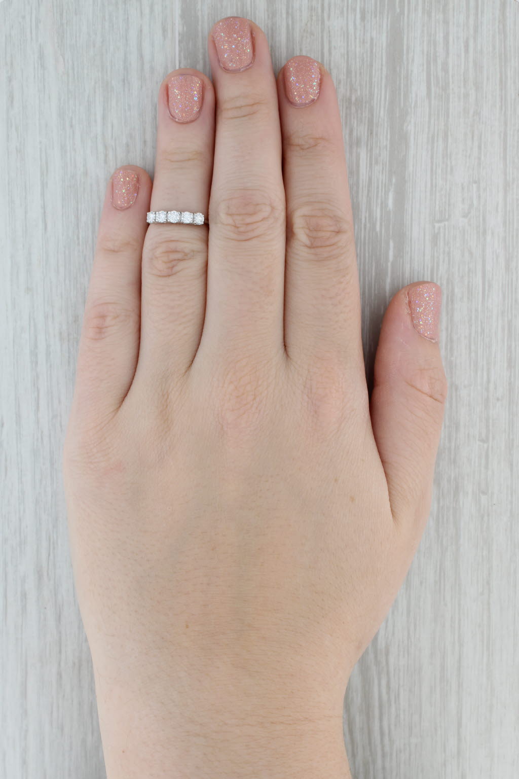 0.53ctw Diamond Wedding Ring 14k White Gold Size 4.5 Stackable Band