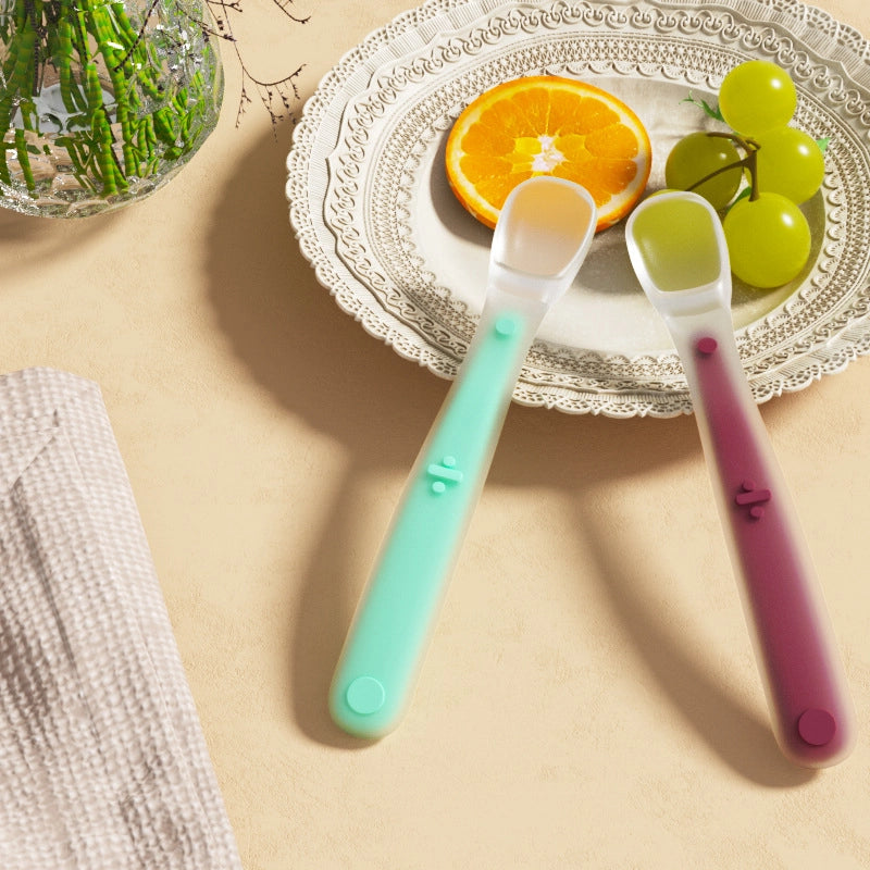 Silicone Spoon Newborn Baby Supplementary Food Spoon Baby Feeding Water Soft Spoon Children's Tableware Training Eating Fruit Mud