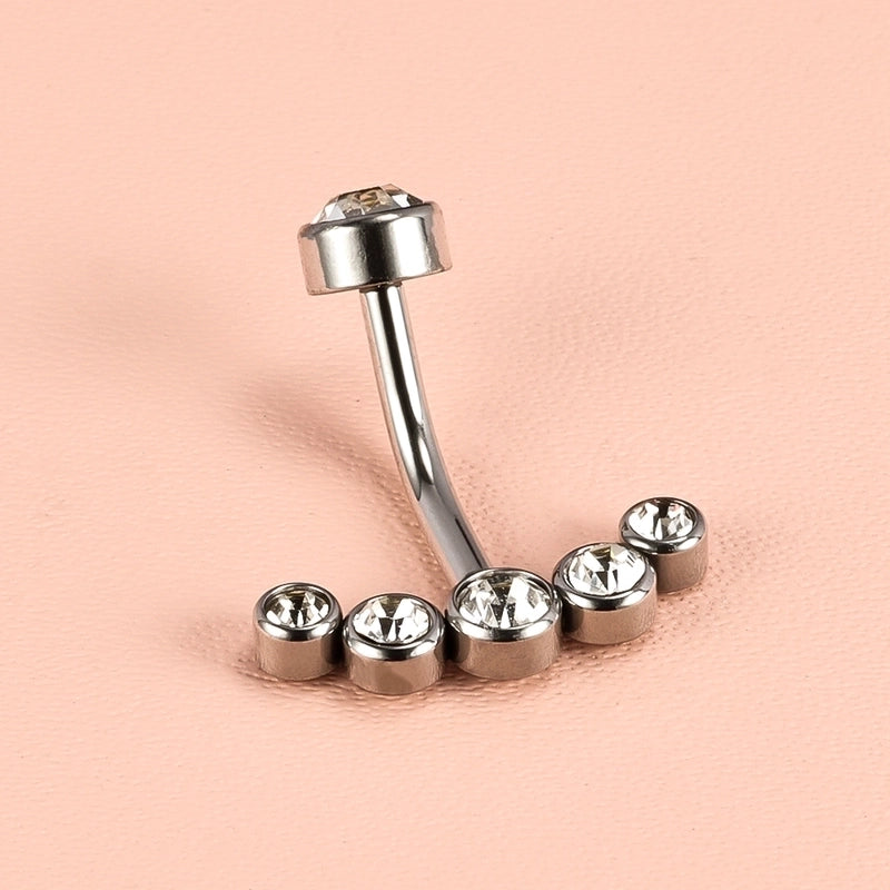 1 Piece Belly Rings Minimalist Classic Style Solid Color 302 Stainless Steel 316 Stainless Steel  Polishing Rhinestone Inlay Diamond Belly Rings