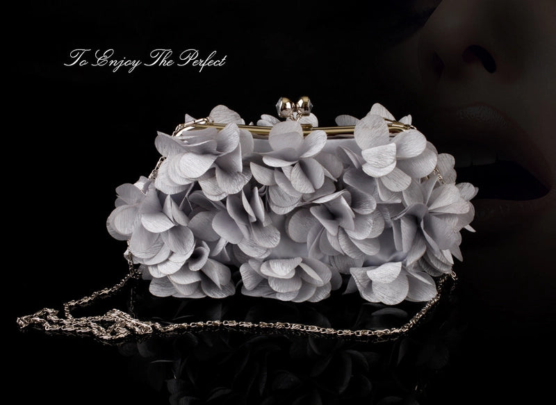 White Purple Dark Blue Polyester Flower Square Evening Bags