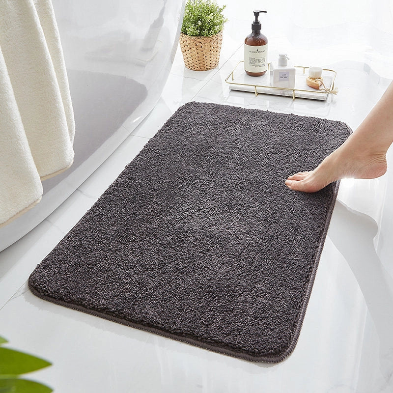 Household Bathroom Door Mat Solid Color Simple Bathroom Absorbent Non-Slip Mat Spot Thickened Fiber Floor Mat