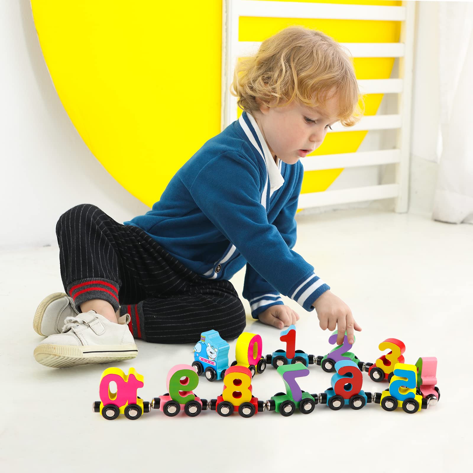 48% OFF 🔥HOT SALE - Numbers And Letters Magnetic Train Puzzle Wooden Toy Car