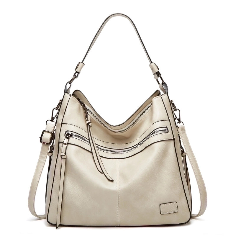 Women's Medium All Seasons Pu Leather Solid Color Fashion Square Zipper Tote Bag