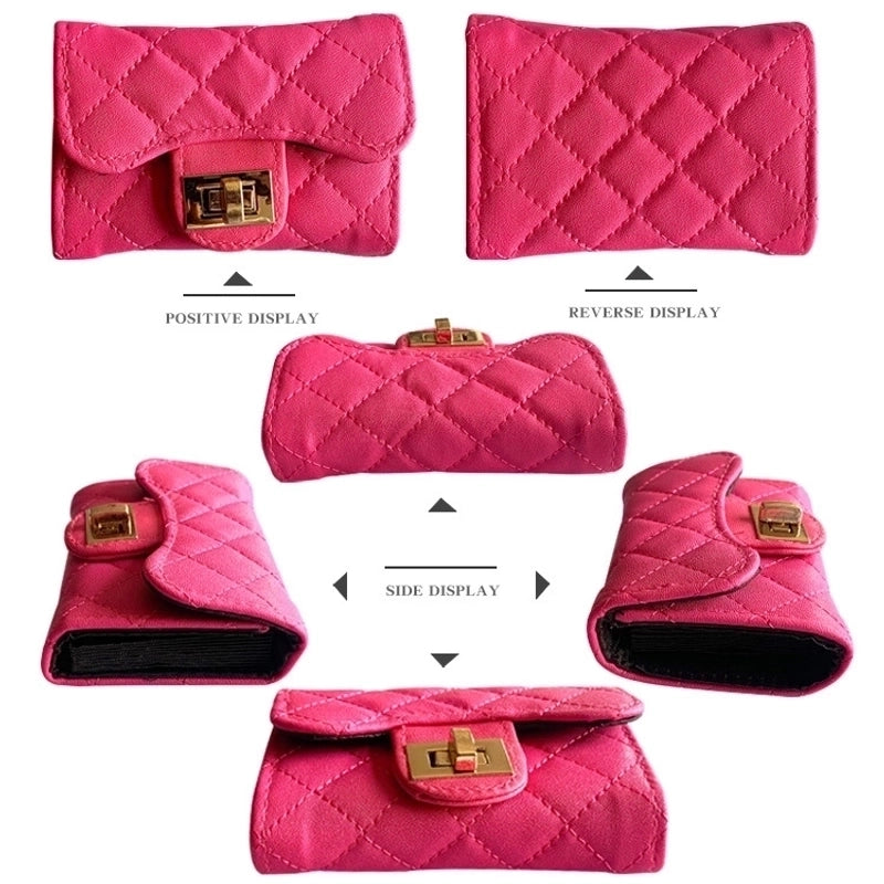 Unisex Solid Color Pu Leather Flip Cover Card Holders