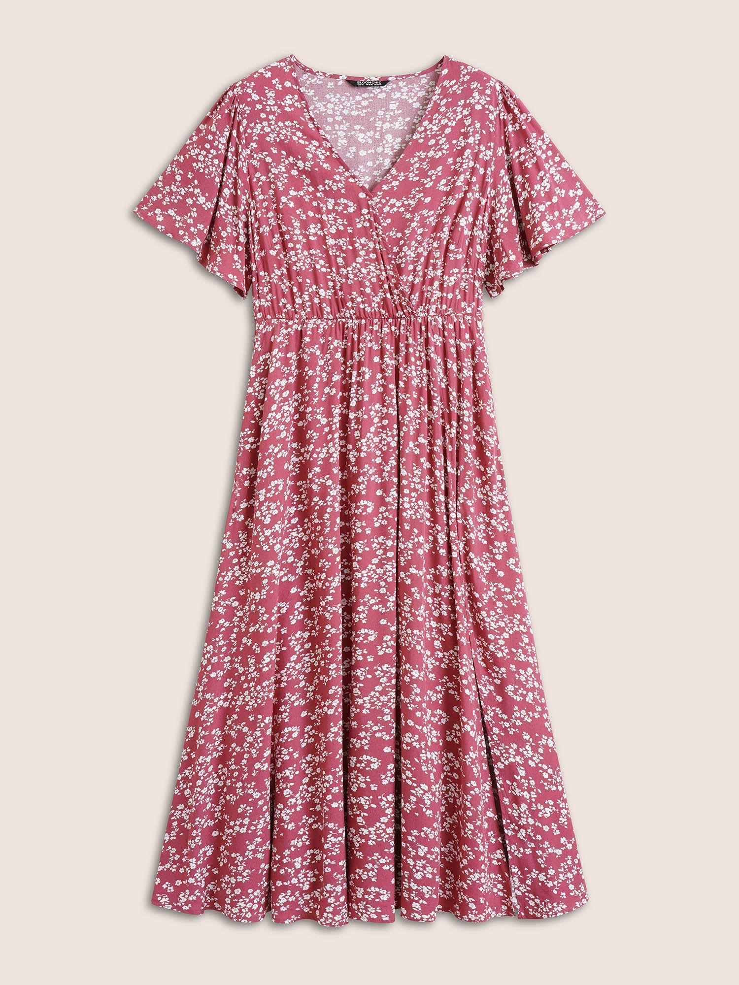 Bloom Dress - Flutter Sleeve Ditsy Floral Bag Split Maxi Dress