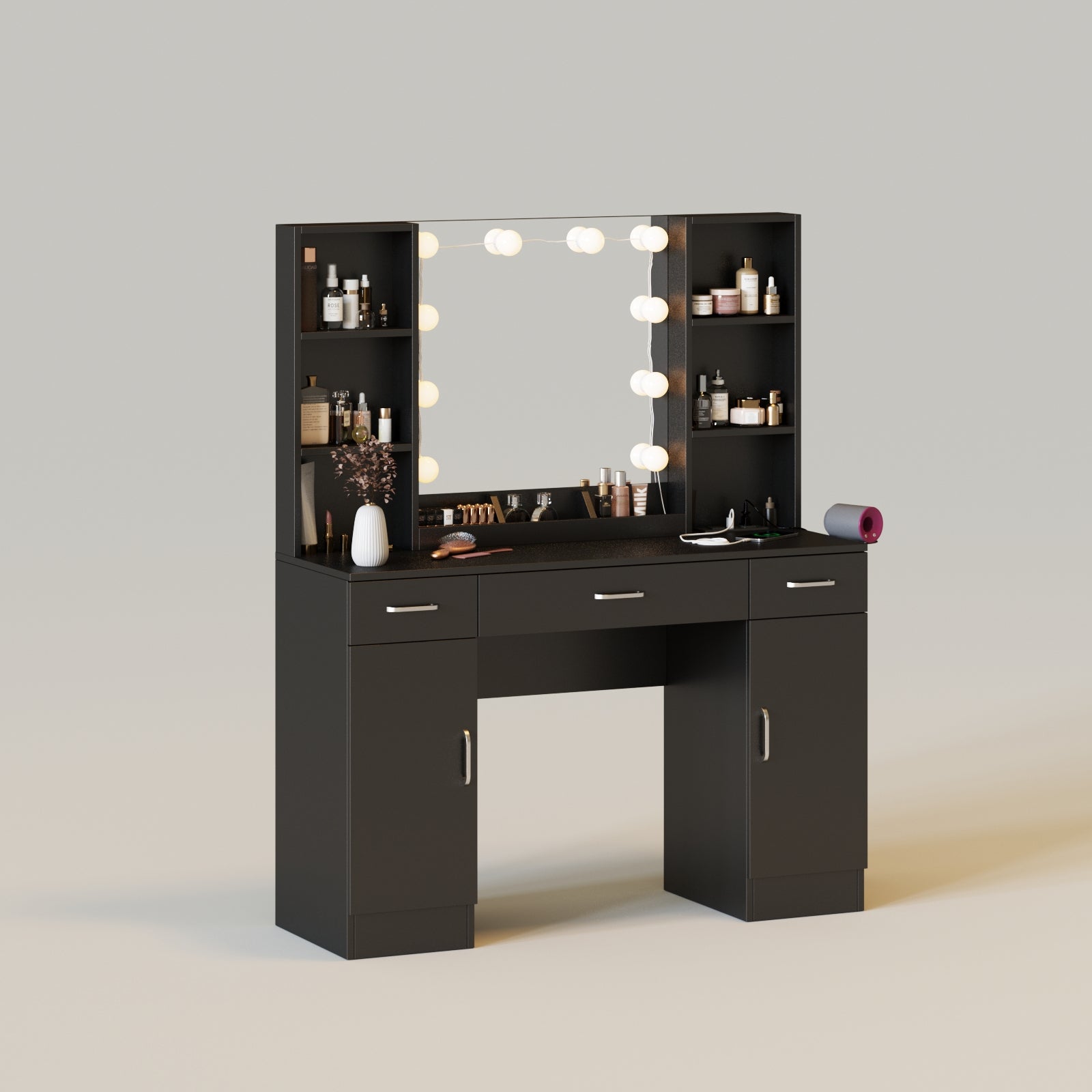 Large 45.2inch Makeup Vanity Table with Lighted Mirror