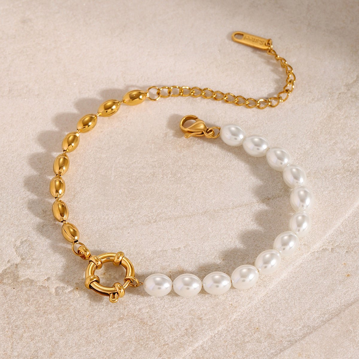 Stainless Steel Pearl Bracelet Niche Style Metal Chain Titanium Steel Bracelet