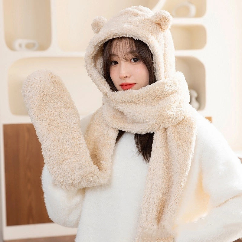 Women's Cute Solid Color Ear Warap Wool Cap