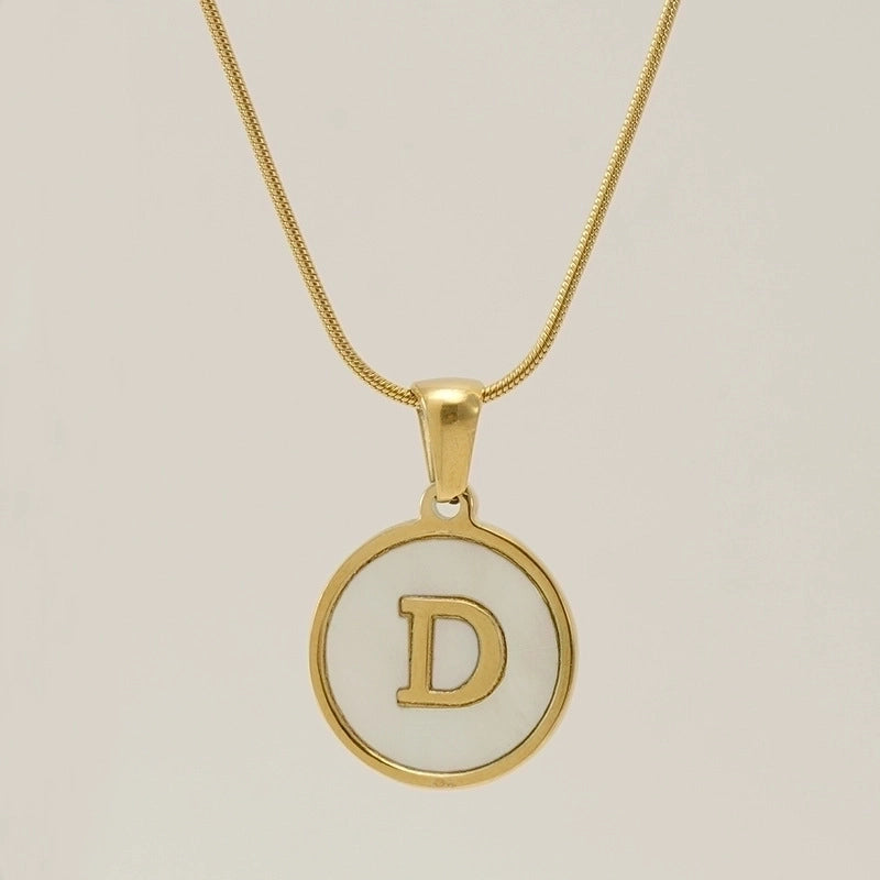 Fashion Letter Stainless Steel Titanium Steel Plating Inlay Shell Pendant Necklace 1 Piece