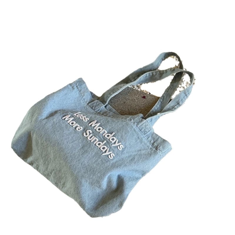 Women's Medium Denim Letter Vintage Style Square Zipper Shoulder Bag