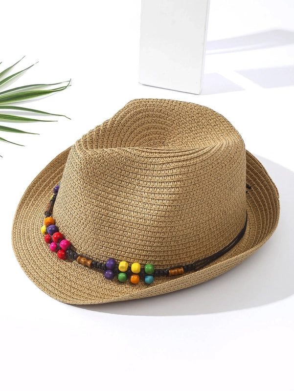 Women's Vacation Classic Style Geometric Curved Eaves Sun Hat Straw Hat